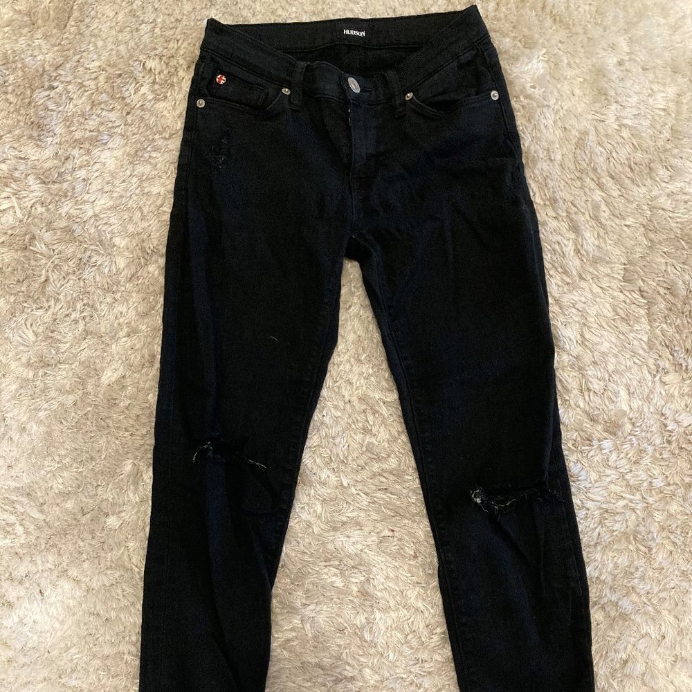 Hudson Black Ripped Skinny Jeans